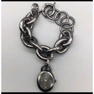Arm Candy Charm Bracelet Watch Women Gunmetal Oval With Box